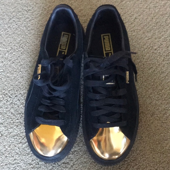 PUMA Gold Toe Suede Platforms - Picture 2 of 8